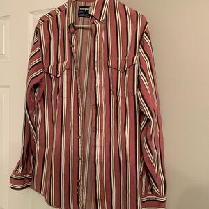 mens Wrangler Multicolor Striped Cowboy Shirt men’s cowboy cut western 15 1/2-34